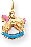 Rocking Horse Enameled Childrens Charm, 14K Yellow Gold