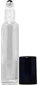 Essential Oil Bottles for Aromatherapy Oils- 1/3 Roller Bottles with Clear Glass and Metal Rollers (Pack of 18)