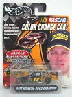 Matt Kenseth #17 2003 NASCAR Champion Dewalt Ford Taurus Color Changer (From Regular Dewalt Colors to Black Test Car) Hotwheels 1/64 Scale Diecast Cold Temperature To Warm Temperature Changes Color NASCAR Champion Logo on Back Trunk Lid