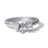 .25CT Princess Cut Diamond Hand Engraved Semi Mount in Platinum - Size 0
