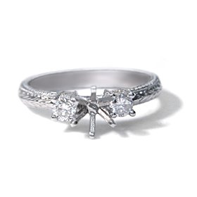 .25CT Princess Cut Diamond Hand Engraved Semi Mount in Platinum – Size 0