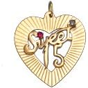 Sweet 15 Gold Open Heart Charm