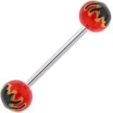 RED TOXIC FLAME Barbell body jewelry ring