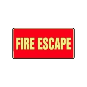 EMERGENCY AND FIRE E FIRE ESCAPE (GLOW) 7" x 14" Lumi-Glow Plastic Sign