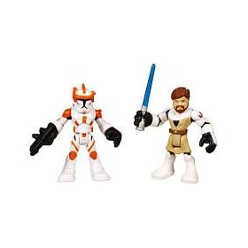 Star Wars 2011 Playskool Jedi Force Mini Figure 2Pack - Obi Wan Kenobi & Commander Cody