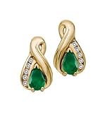 10kt. Yellow Gold, Emerald & Diamond Earrings