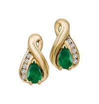 10kt. Yellow Gold, Emerald & Diamond Earrings