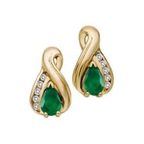 10kt. Yellow Gold, Emerald and Diamond Earrings by Fred Meyer Jewelers