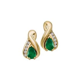 10kt. Yellow Gold, Emerald and Diamond Earrings by