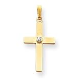 14k Polished .01ct. Diamond Cross Pendant
