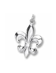 Rembrandt Charms, Fleur de Lis Charm in Solid Sterling Silver or Gold