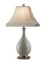 Currey and Company 6177 Voyeur - One Light Table Lamp, Antique White Crackle with Handpainted Gold Finish with Cream Silk Shade