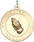 Holy Communion with Praying Hands Disc, 14K Gold Charm