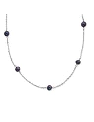 Sterling Silver 7-8mm Black Freshwater Cultured Pearl w/2in ext. Necklace
