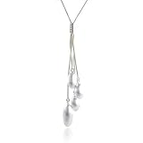 Sterling Silver 18 Snake Chain Necklace with Satin Pendants and Diamond Accents