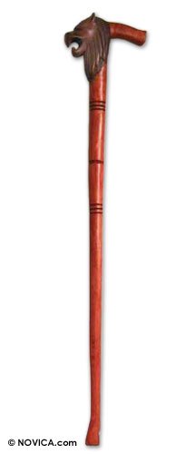 Wood walking stick King the Lions