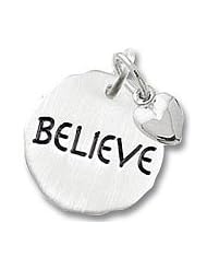 Rembrandt Charms "Believe" Charm Tag with Heart, Sterling Silver