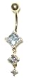 Triple Princess 14 karat Yellow gold belly button ring 1/2" Deeper Belly Piercing