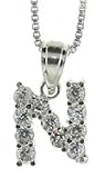 Sterling Silver / Cubic Zirconia Initial Pendant Letter "N"