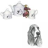 Basset Hound Tea Set, Porcelain by Rosalinde