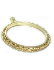 Coin Bezel Frame Holder Susan B Anthony Gold Filled Rope