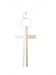 Sterling Silver Split Cross Necklace with 18 inch Snake Chain, Silver/Gold Brushed Finish