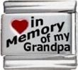 Clearly Charming In Memory of My Grandpa Red Heart Laser Italian Charm