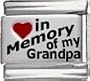 In Memory of My Grandpa Red Heart Laser Italian Charm