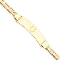 14K Indianapolis Colts Med Polished Logo Id Bracelet w/Anchor Link