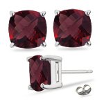 10.82 Ct Garnet Stud Earrings in 14K White Gold