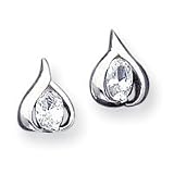 Sterling Silver Teardrop CZ Earrings