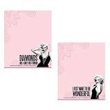 Vandor 2-1/2 by -1/2 by 3-Inch Marilyn Monroe 2-Piece Sticky Note Set, Pink, Black and White