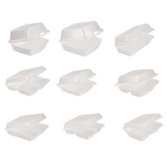 Dart Cup Carryout Food Container, Foam Hinged 3-Compartment, 9-1/2 X 9-1/4 X 3, 200/Ctn