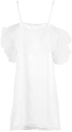 Simplicity Hi-Fashion Off Shoulder Dress w/ Flange Detail, White