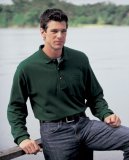 Big Mens Long Sleeve 8.2 oz Pique Knit Polo Shirt with Pocket (Big & Tall and Regular Sizes)