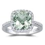 0.30 Cts Diamond & 3.67 Cts Green Amethyst Ring in 14K White Gold