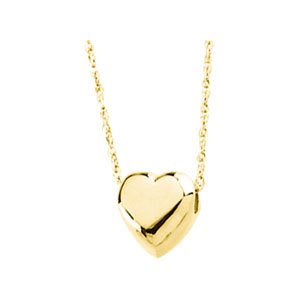 14K Yellow Gold Heart Pendant Slide With Chain 14K Yellow Gold Heart Pendant Slide With Chain