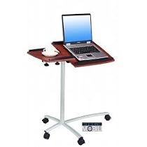 Mobile Laptop Desk-Sturdy Steel Frame-Mahogany Grain/Silver (Mahogany/Silver) (30" to 47"H x 32"W x 17"D)