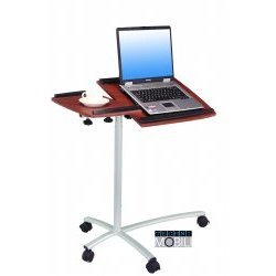 Mobile Laptop Desk-Sturdy Steel Frame-Mahogany Grain/Silver (Mahogany/Silver) (30" to 47"H x 32"W x 17"D)