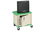 Plastic Utility Cart 2 Shelves Green With Security Cabinet