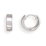 Small Square Polished Hinged Huggies Sterling Silver Earrings