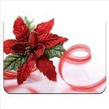 Red &amp; Green Glittered Christmas Decoration with Red Ribbon Premium Quality Thick Rubber Mouse Mat Pad Soft Comfort Feel Finish