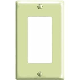 Leviton 80401-I 1-Gang Decora/GFCI Device Decora Wallplate, Standard Size, Thermoset, Device Mount, Ivory