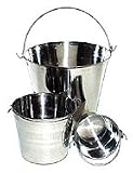 Stainless steel bucket (Size: 4 qt.) (Catalog Category: Dog / Bowls - Buckets)