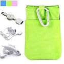 (4 in 1) Crinkle Nylon Carrying Pouch for Apple ipod Touch 8GB 16GB 32GB + Car Charger + Travel Charger + Retractable Data Cable for Apple ipod Touch 8 GB 16 GB 32 GB (Many Color Available).