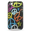 Hard Snap on Plastic BLACK Rubberized With WHITE HANDMADE PEACE SIGN Design Sleeve Protector Faceplate Cover Case for APPLE IPOD TOUCH 4G [WCE869]