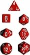 Polyhedral 7-Die Opaque Dice Set - Red with White