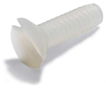 Nylon Flat Head Slotted Machine Screw 4-40 x 1/4 Length (Pack of 10)