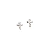 14K White Gold 0.12 ct. Diamond Cross Earrings