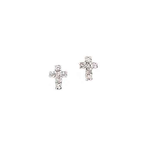 14K White Gold 0.12 ct. Diamond Cross Earrings